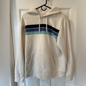 Old Navy men’s hoodie, size L. Off white, with stripes.